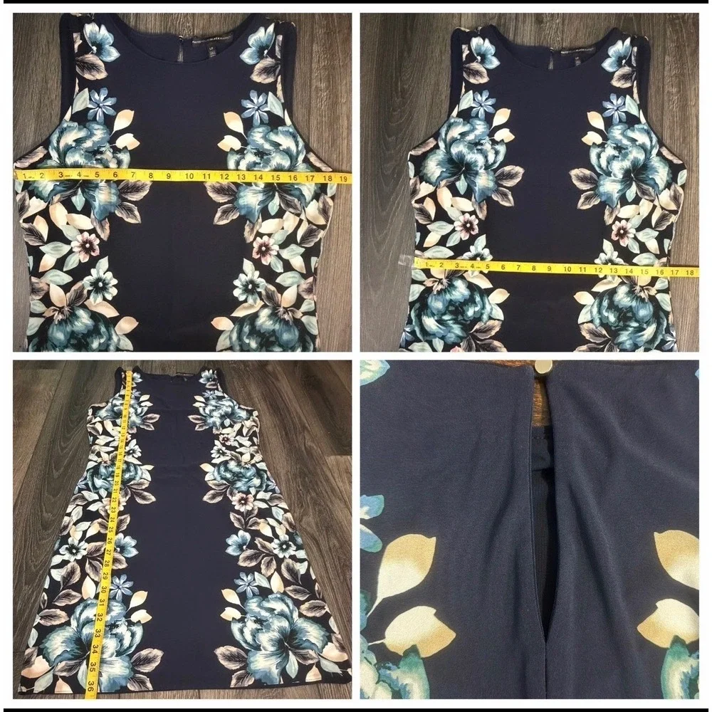 White‎ House Black Market Floral Sheath Dress Navy Blue LP Petite Wedding Guest - Picture 7 of 16